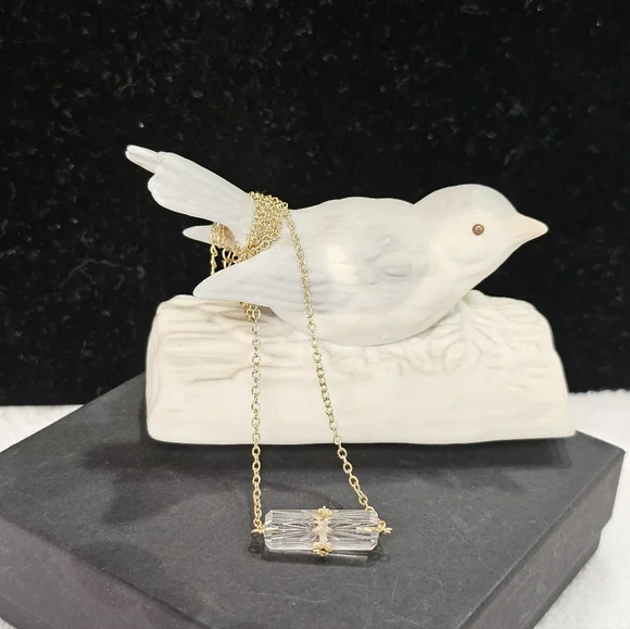 SU 925 Vermeil Crystal Lozenge Necklace with CZs - Picture 6 of 14